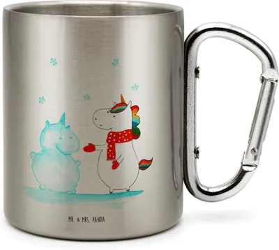 Produktbild von Mr. & Mrs. Panda Isolierbecher Einhorn Schneemann - Transparent - Geschenk, Campingtasse, Unicorn, Weihnachten, thermotasse, Kuchen, Mütze, Schnee, Teetasse, Thermobecher