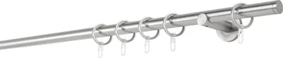 Produktbild von Gardinenstange auf Maß 20mm Match 1-lauf Wandträger 6,5cm Farbe: Edelstahl-Optik, Größe: 250cm
