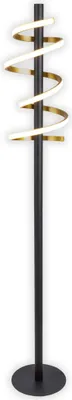 A modern LED floor lamp with a spiral design.