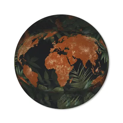 Produktbild von MuchoWow® Mauspad Mousepad Weltkarte - Pflanzen - Rot 50x50 cm - Mousepads - Maus Mat - Pad - Mausunterlage - Vinyl