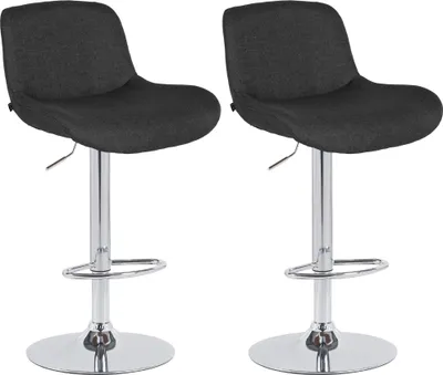 Produktbild von CLP 2er Set Barhocker Solon Chrom höhenverstellbar und drehbar mit Rückenlehne | Farbe schwarz Material Stoff
