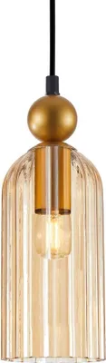 Image de Suspension NARISA dorée-ambre-noire 1xE27x40W en verre, dimensions : 103x10x10 cm, IP20, Italux