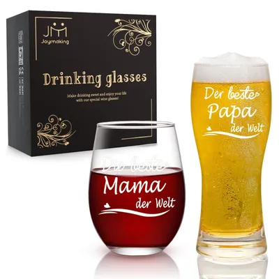 Wein- und Bierglas-Set mit Gravur, 2er-Pack, 500 ml
