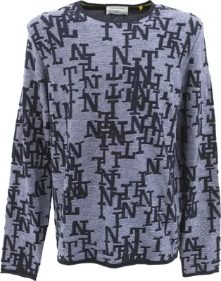 Produktbild von 33264 Lerros, New in Town,  Herren Crew Neck Rundhals Pullover Pulli, feiner Mustermix, nachtblau gemustert, XL