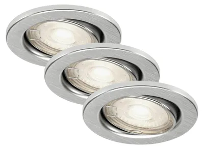 Imagen del producto de Juego de 3 focos empotrables LED Di-Ka modelo Sten, aluminio, diámetro 8,6 cm, casquillo GU10, luz blanca cálida