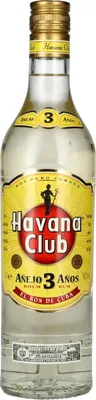 A bottle of Havana Club Añejo 3 Años rum.