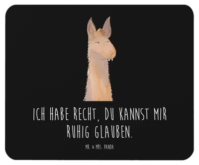 Produktbild von Mr. & Mrs. Panda Mousepad Lamakopf Genervt - Schwarz - Geschenk, Mouse Pad, mauspad pc, Lamas, Freundin, Lama, Büro, Chef, Chefin, laptop, computer