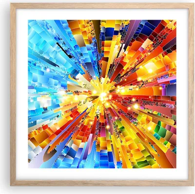 Produktbild von Gerahmtes Poster - Rahmen in heller Eiche - Abstraktion modern - 50x50 cm - Wand Bild - Wanddeko - Wandbilder - Wandposter - Bilderrahmen - Bilder - Kunstdruck - Wandbild - P2NAC50x50-3982