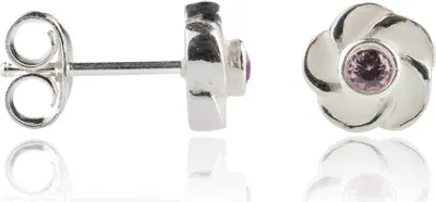 Produktbild von Sterlingsilber Ohrstecker Blume mit Zirkonia in verschiedenen Farben Farbe - Pink