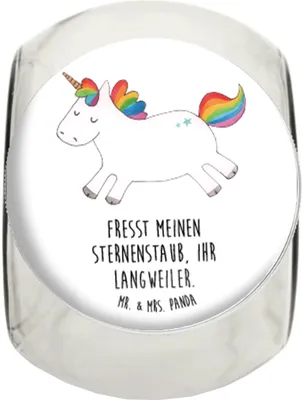 Produktbild von Mr. & Mrs. Panda Kaffeedose Einhorn Happy L 870ml - Weiß - Geschenk, Süßigkeiten Glas, Unicorn, Fröhlich, keksdose, Lebensfreude, Frischhaltedose, keksglas, Vorratsdose