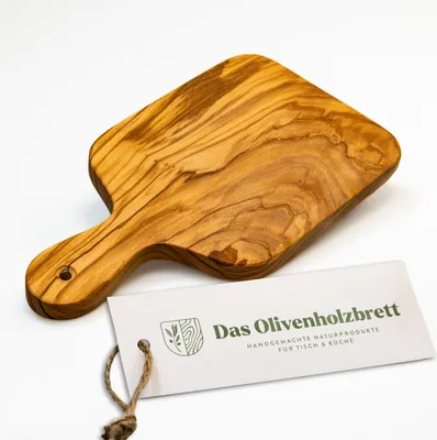 Produktbild von Servierbrett aus Olivenholz, rechteckig, mit Griff 25 cm