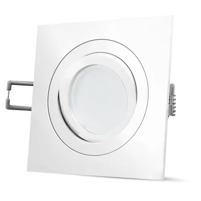 Produktbild von SSC-LUXon LED Einbauleuchte QF-2 schwenkbar eckig in weiß - inklusive Milky LED GU10 4W warmweiß 230V - Einbau Deckenspot