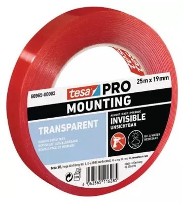 Productafbeelding van Montagetape Tesa dubbelzijdig plakband 66965 - transparant - 1-5 m x 19 mm