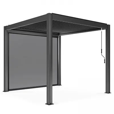 Immagine prodotto di Pergola bioclimatica autoportante 3x3m e 1 Tenda 266 X 234m - Oviala Athenes
