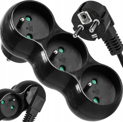 Immagine prodotto di Adattatore per presa di corrente Vayox VA0132B | 3 volte | Nero