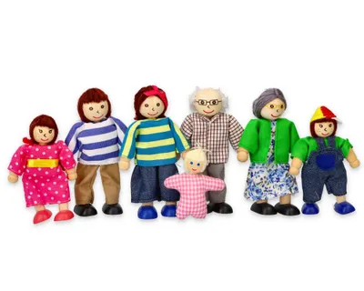 Produktbild von Lelin 50015 Holz - Biegepuppen Set Big Family. 7 teilig