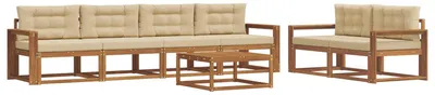 Produktbild von vidaXL Outdoor-Sofagarnitur mit Kissen 7 pcs Natur und Beige