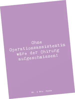 Produktbild von Mr. & Mrs. Panda Postkarte Spruch Operationsassistentin Wichtigkeit - Lavendeltraum - Geschenk, Postkarten, Geschenke mit Herz, Beruf, Anerkennung, für Berufstätige