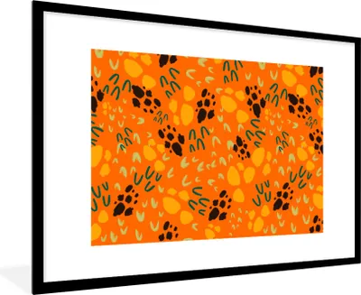 Produktbild von MuchoWow® MuchoWow® Gerahmtes Poster Sporen - Orange - Muster 90x60 cm - Poster mit zchwarzem Bilderrahmen - Wanddekoration - Fotos