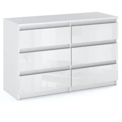Produktbild von STIV Möbel | Komoda / kredens z 6 szufladami - biały połysk, wys. 71cm szer. 100cm gł. 33cm