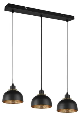 Produktbild von Reality Leuchten Pendelleuchte Punch R30813032, Metall Schwarz matt/goldfarbig,