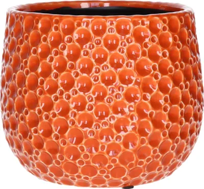 Produktbild von Pflanzentopf/Blumentopf Pebblo - Keramik/glasiert - orange - Tropfen - 21 x 17 cm