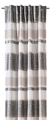 Produktbild von Gardine mit Schlaufenband Jacquard Streifen weiß blaugrau 140x245cm