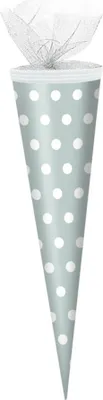 Produktbild von Schultüte / Zuckertüte / 50cm / rund / Farbe: grau mit weiße Punkte