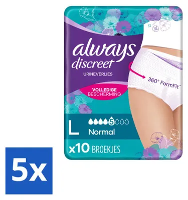 Produktbild von 5 x Always Discreet Incontinentiebroekjes Maat L - Vorteilspackung - 5 Stücke