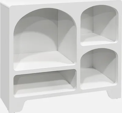 Immagine prodotto di Credenza organica a 4 scomparti effetto legno bianco, 90cm, Bianco