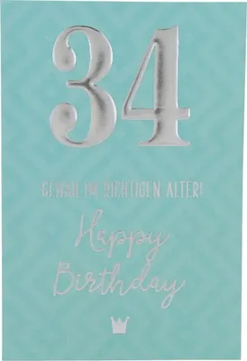 Produktbild von 11566 Depesche Zahlenkarte, Glückwunschkarte-34 Genau im richtigen Alter! Happy...