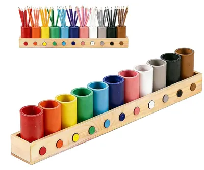 Produktbild von Stiftehalter aus Massivholz mit 11 Fächern, Schreibtisch-Stiftehalter, Stifteablage, Organizer für Schule, Büro und Zuhause.