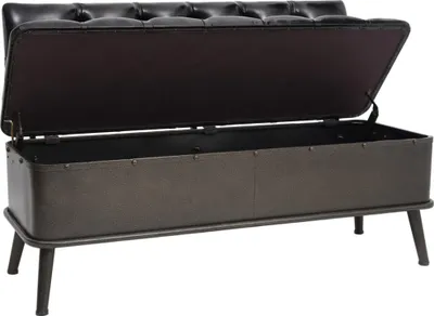 Obrázek produktu pro vidaXL Lavice s úložným prostorem a opěradlem 110 cm černá umělá kůže