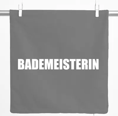 Produktbild von Huuraa Kissenbezug Bademeisterin Schriftzug 40x40cm Steel Grey Baumwolle Dekokissenbezug Geschenkidee