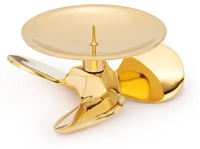 Productafbeelding van Gouden Messing Kaarsenhouder in Scheepschroef Vorm 12 cm