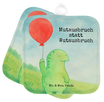 Produktbild von Mr. & Mrs. Panda Topflappen Schildkröte Luftballon Design - Weiß - Geschenk, Ofenlappen, Topfuntersetzer, Motivationsspruch, Schildkröten, Kochlappen, topfhalter, Set