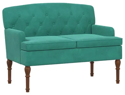 Imagen del producto de vidaXL Sofá de dos plazas con costuras decorativas, color turquesa, 111 x 65 x 79 cm, tapizado en terciopelo