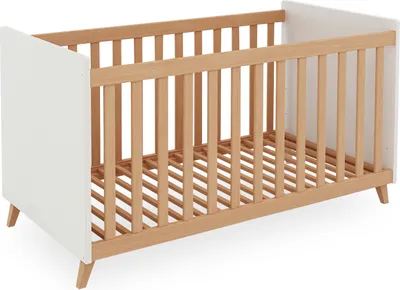 Produktbild von Bubema Babybett Lino höhenverstellbar, Farbe: natur/weiß, Größe: 70 x 140 cm