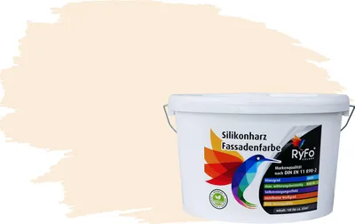 Produktbild von RyFo Colors Silikonharz Fassadenfarbe Lotuseffekt Trend Weißtöne Cremabeige 10l  - bunte Fassadenfarbe, weitere Weiß Farbtöne und Größen erhältlich, Deckkraft Klasse 1