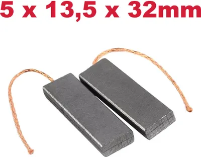 Produktbild von 2x Ersatz Kohlebürsten Motorkohlen Schleifkohlen 5 x 13,5 x 32 mm passend für viele Bosch/Siemens Waschmaschinen wie WOR20154 WOR20155 3TL865 WOT24444