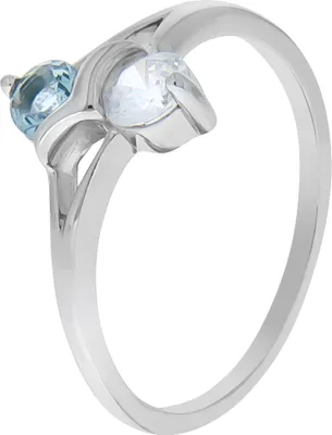 Produktbild von V Ring 925/- Sterling Silber rhodiniert mit Zirkonia und Glasstein
