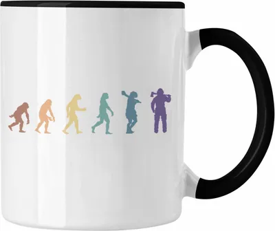 Produktbild von Trendation - Feuerwehr Tasse Geschenk für Feuerwehrmann Geburtstag Männer Spruch Evolution Grafik (Schwarz)