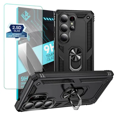 Produktbild von Armor Outdoor Handyhülle für Samsung Galaxy S26 Ultra Handy Panzer Case Schutzhülle mit 9H Displayglas Displayschutz Farbe: Schwarz