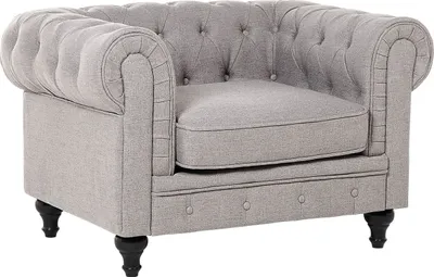Produktbild von BELIANI Fotel jasnoszary tapicerowany chesterfield tuftowany pikowany vintage glamour salon