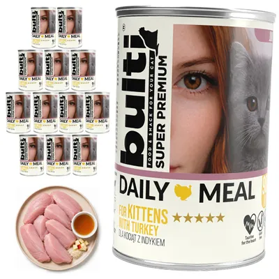 Obrázek produktu pro BULTI | Krmivo pro kočky s krůtím masem – sada mokrého krmiva, 12 plechovek po 400 g – krmivo s krůtím masem pro kočky