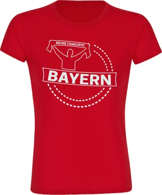 Produktbild von multifanshop Damen T-Shirt - Bayern - Meine Fankurve, rot, Größe 3XL