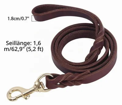Produktbild von Hundeleine Leder Fettleder 1,2m - 2,6m 1,2/1,8cm Breit mit robustem Verschluss