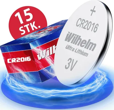 Produktbild von 15 x Knopfzelle CR2016 Wilhelm Batterie Lithium 3V CR 2016 Industrieware