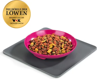 Produktbild von DS Produkte Futternapf-System Grau/Pink, rutschfest, für Hunde & Katzen, TPE PP ABS, Drehverschluss, Matte 24x24x0.4cm, Napf 17.8x3.1cm, spülmaschinengeeignet (Napf)
