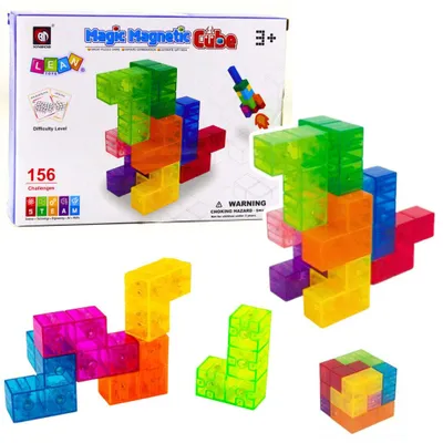 Produktbild von Magnetblöcke, Zauberwürfel-Puzzle, 156 Aufgabenkarten, 9-tlg.